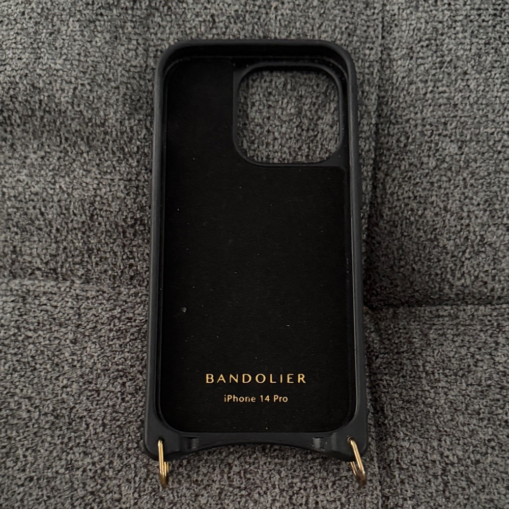 Bandolier Gold & Black iPhone 14 Pro Wallet Case with Gold Hardware Accents - Picture 3 of 6